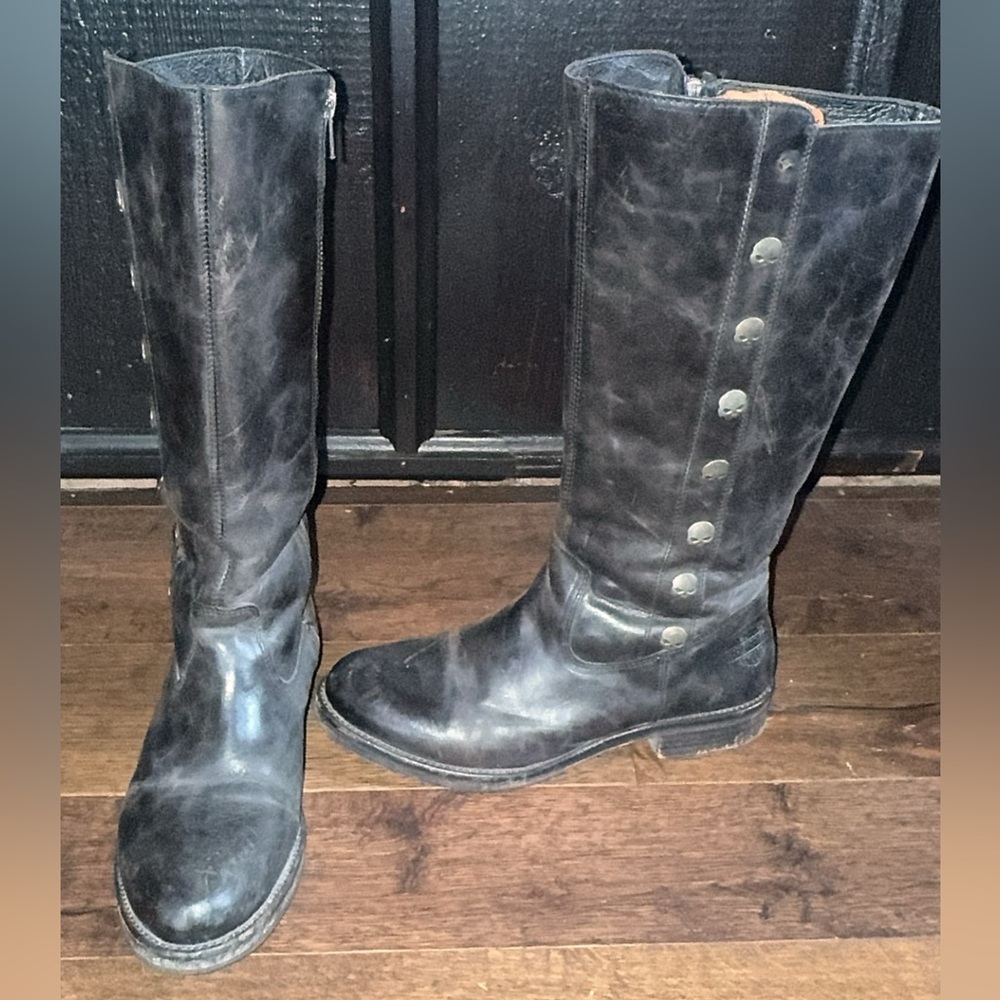 Harley-Davidson Black Leather Combat Boots